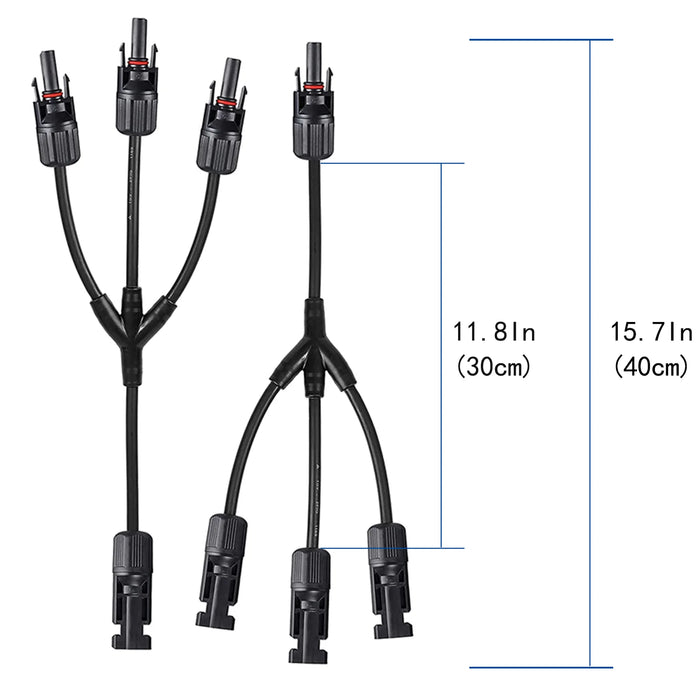 ACOPOWER Y Branch Connectors,1 to 3 M/FFF + F/MMM Solar Parallel Adapter