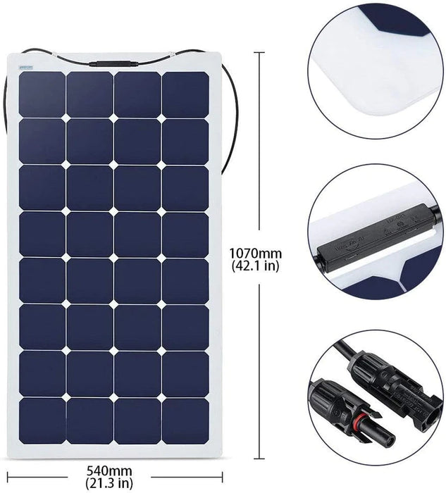 ACOPower 110w 12v Flexible Thin lightweight ETFE Solar Panel with Connector - 1 Pack