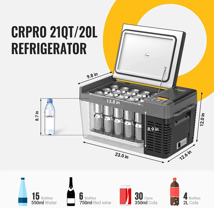 BougeRV CRPRO20 21 Quart Portable Refrigerator With 220Wh Power Station