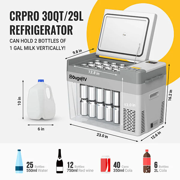 BougeRV CRPRO30 30 Quart Portable Car Fridge With 220Wh Power Station