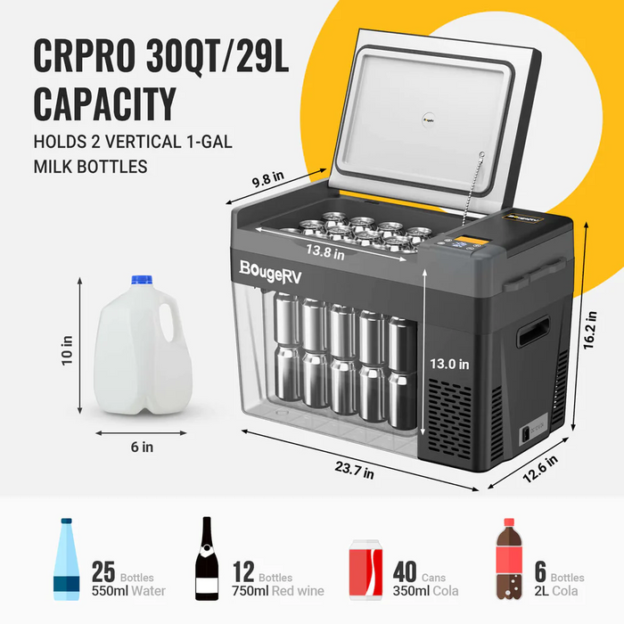 BougeRV CRPRO30 30 Quart Portable Fridge With 220Wh Power Station