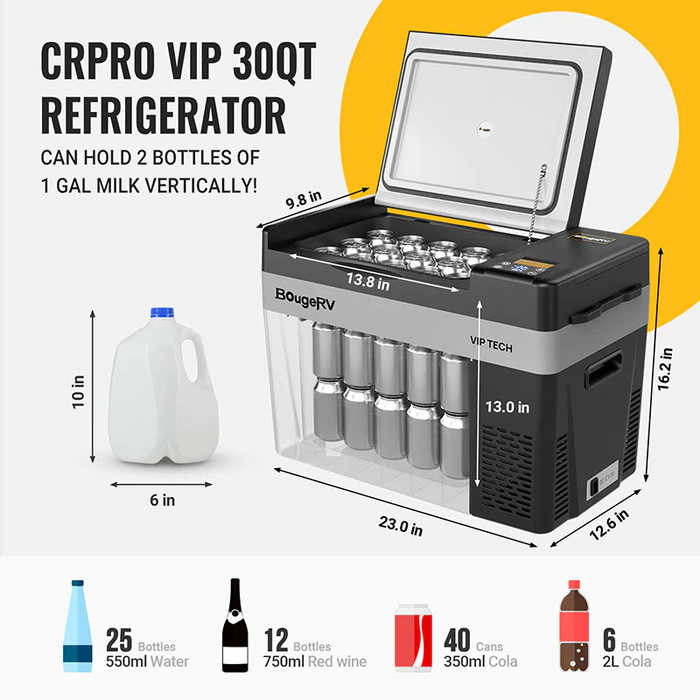 BougeRV CRPRO30 VIP Upgraded 30 Quart Portable Refrigerator