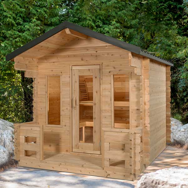 Dundalk Leisurecraft Wood Burning CT Georgian Cabin Sauna with Porch