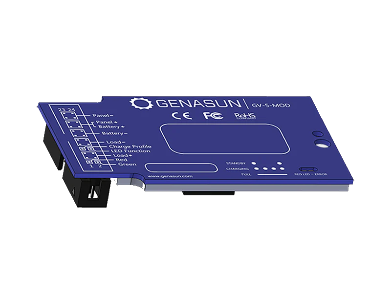 Sunforge 5 A, PCB Module, 5 A LVD Load Output, dual firmware CC/CV Li-ion: 12.5 V for 3S Li-ion or 16.7 V for 4S Li-ion