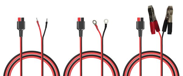 Sunforge Wires battery kit for Genasun GV (non-WP) controllers, 12 AWG wires with Anderson 15-45 connectors, ring terminals, and alligators connectors.