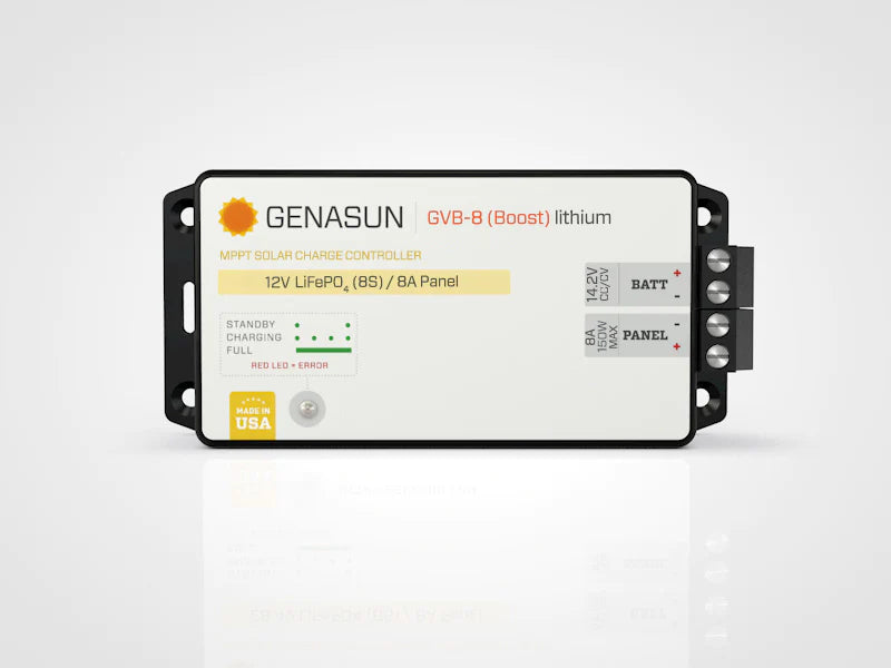 Sunforge 8 A* Input, 14.2 V CC/CV for 4S LiFePO4, 105 W solar panel. UL/CSA Certified (Safety and HazLoc C1D2)