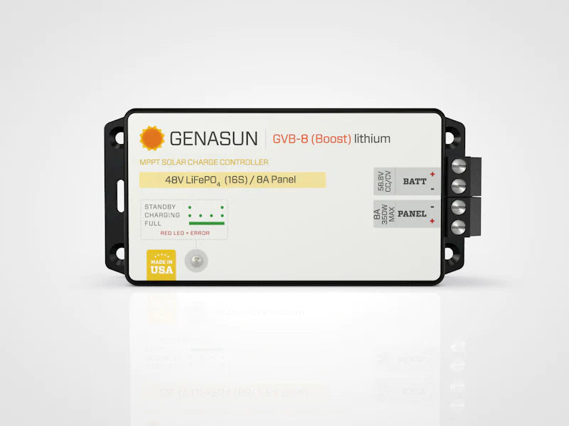 Sunforge 8 A* Input, 56.8 V CC/CV for 16S LiFePO4, 350 W solar panel. UL/CSA Certified (Safety and HazLoc C1D2)