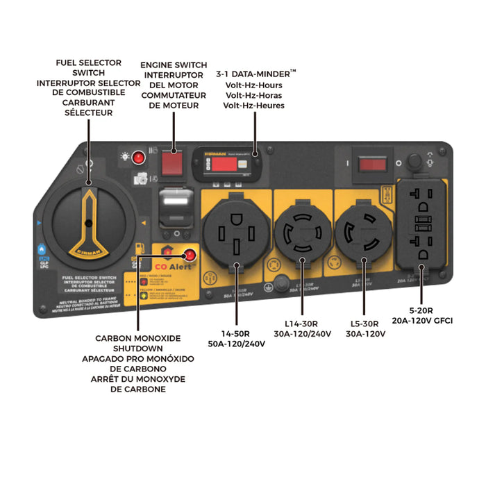 Firman Dual Fuel Portable Generator 9400W Electric Start 120/240V with CO Alert