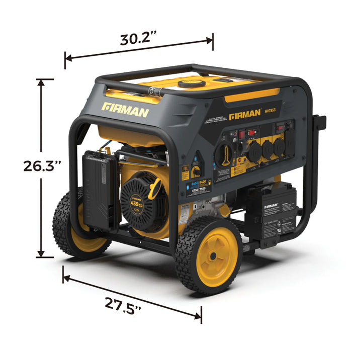 Firman Dual Fuel Portable Generator 9400W Electric Start 120/240V with CO Alert