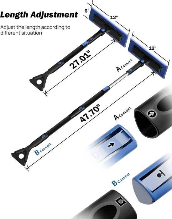 BougeRV Ice Scraper and Snow Broom for Car Windshield, Extendable Foam Snow Brush