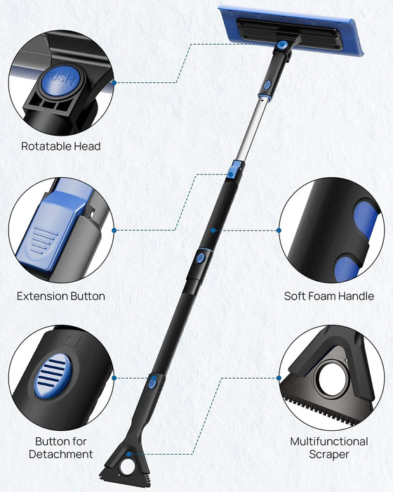 BougeRV Ice Scraper and Snow Broom for Car Windshield, Extendable Foam Snow Brush