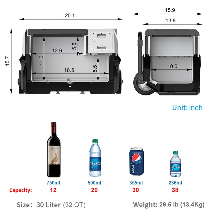 LiONCooler Combo, X30A Portable Solar Fridge/Freezer (32 Quarts) and 90W Solar Panel