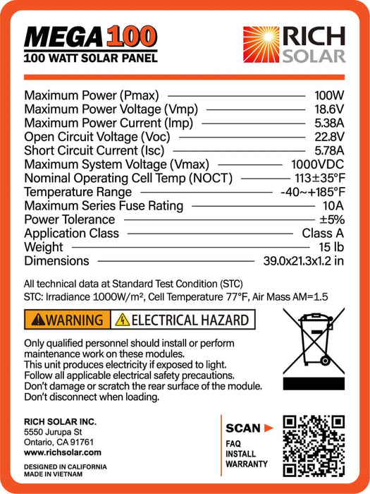 Rich Solar Year Output Warranty | UL Certified