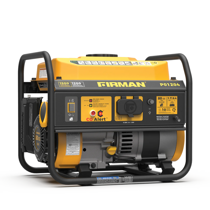 Firman Gas Portable Generator 1500W Recoil Start with CO alert