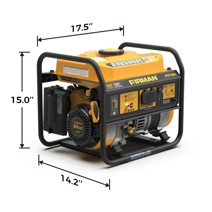 Firman Gas Portable Generator 1500W Recoil Start with CO alert