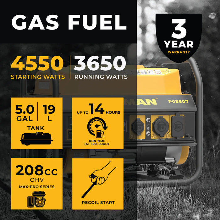 Firman Gas Portable Generator 4550W Recoil Start