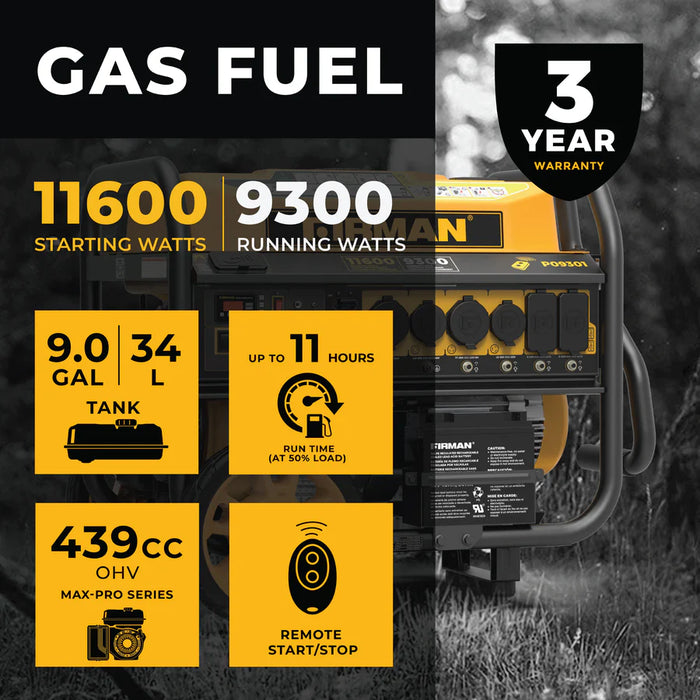 Firman Gas Portable Generator 11600W Remote Start 120/240V
