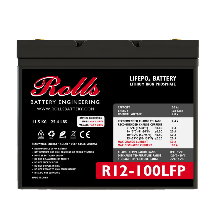 Rolls R12-100LFP Lithium Iron Phosphate Battery — Build the Power
