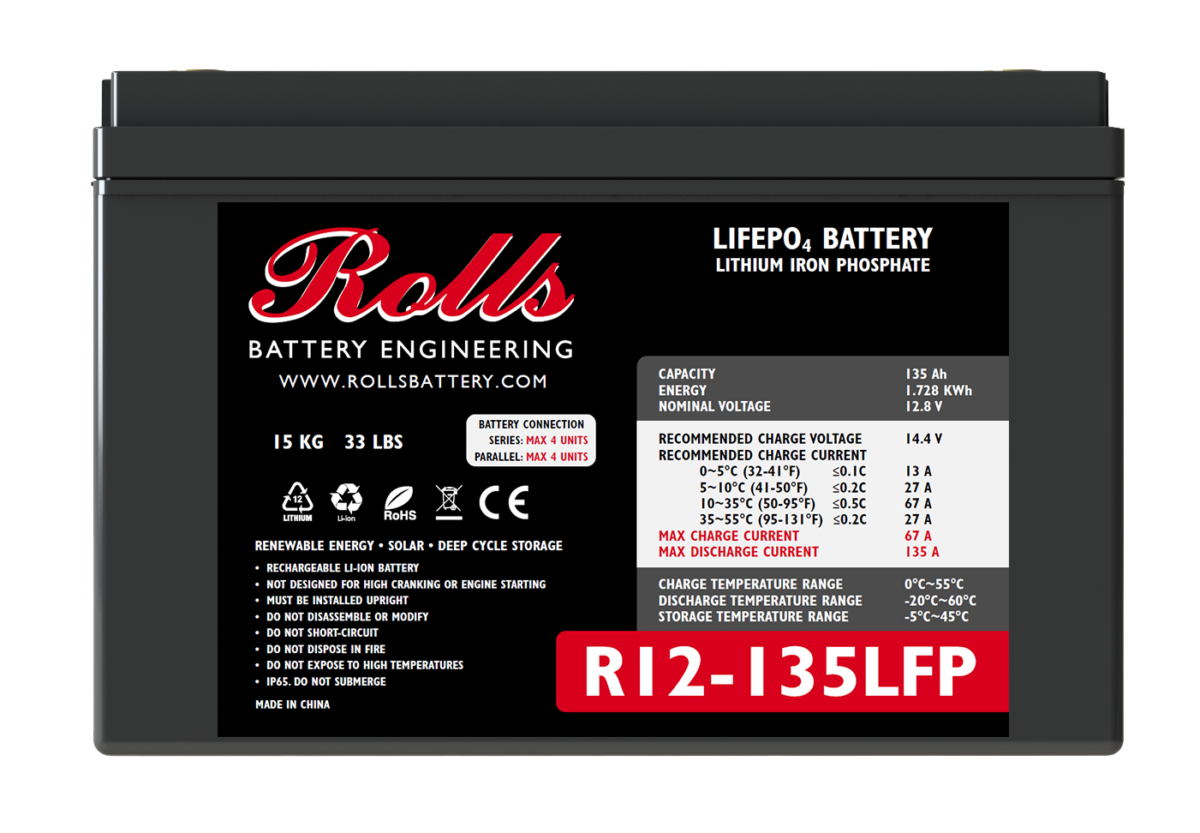 Rolo Rts General Battery Rolls R12-135LFP Lithium Iron Phosphate Battery — Build the Power