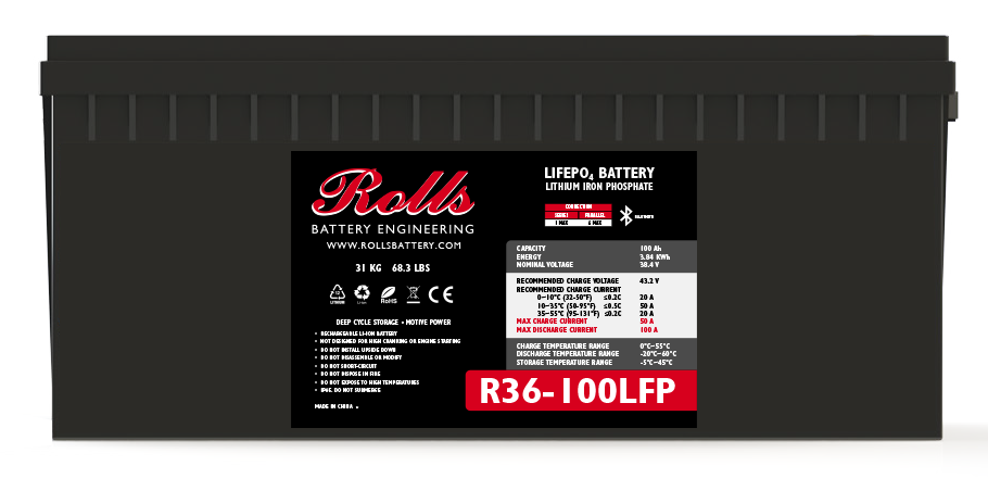 Rolls R36‑100LFP R‑Series 36 V Lithium‑Iron‑Phosphate (LFP) Battery ...