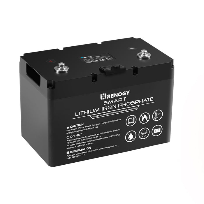 Renogy 12V 100Ah Smart Lithium Iron Phosphate Battery w/ Self-Heating Function & BT2 & Renogy ONE Core