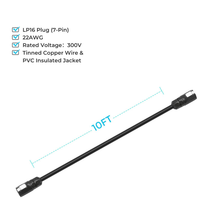 Renogy LP16 Plug (7-Pin) 10Ft/23Ft Communication Cable