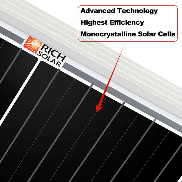 RICH SOLAR MEGA 200 Watt Monocrystalline Solar Panel | Best 12V Panel for RVs and Off-Grid | 25-Year Output Warranty | UL Certified