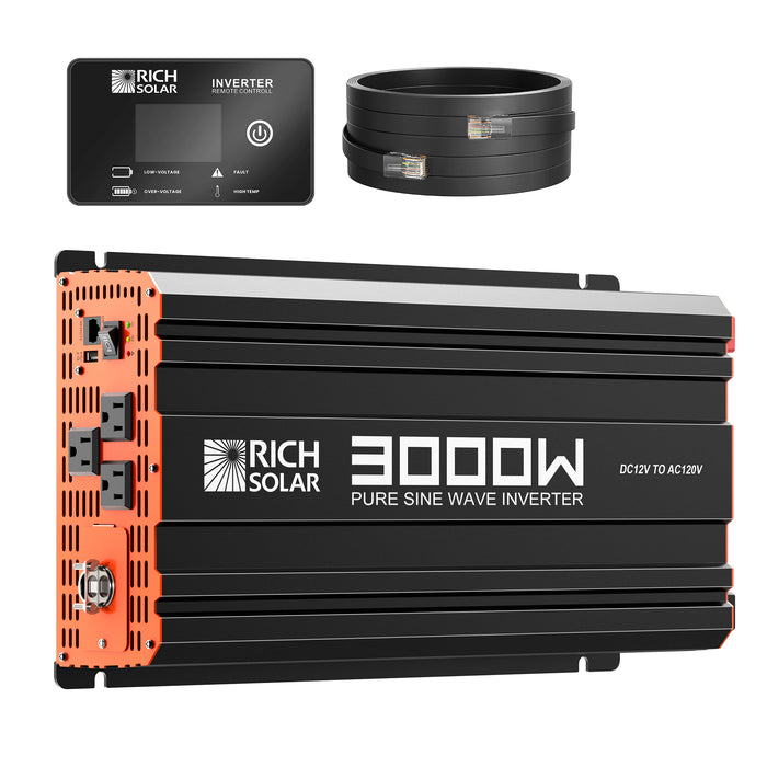 Rich Solar NOVA PURE 3K | 3000 Watt (3kW) 12 Volt Industrial Pure Sine Wave Inverter | Powerful 3000W 12V Off-Grid Inverter for RVs, Trailers, Campers, Vans, Trucks, Overlanders, Boats | Top Rated