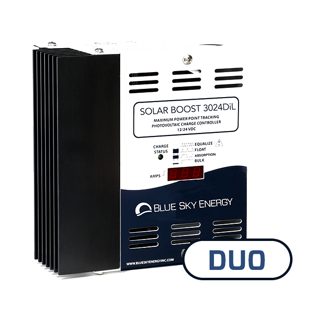 Sunforge SB3024DiL with DUO-Option to provide diversion type charge control for Wind, Hydroelectric, or excess PV input