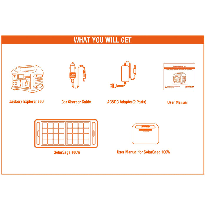 Jackery 1*Explorer Solar Generator 550 + 1 * SolarSaga 100W