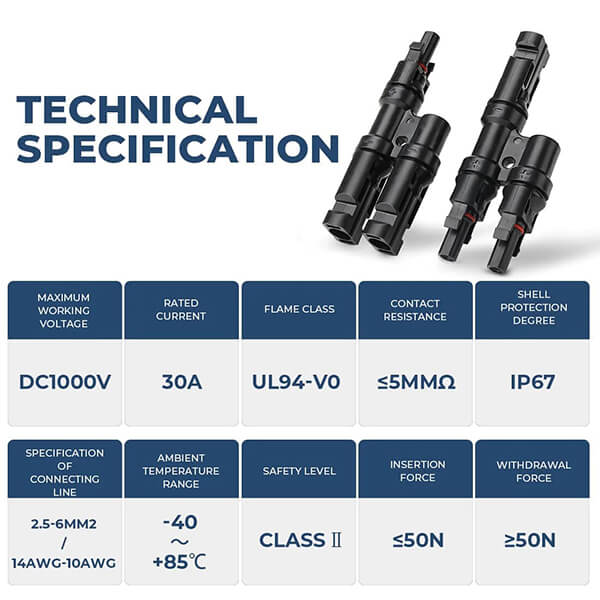 BougeRV Solar Branch Connectors Y Connector in Pair MMF+FFM Parallel Connection (2 Pairs)