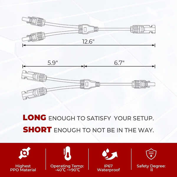 BougeRV Solar Connectors Y Branch Parallel Adapter Cable Wire