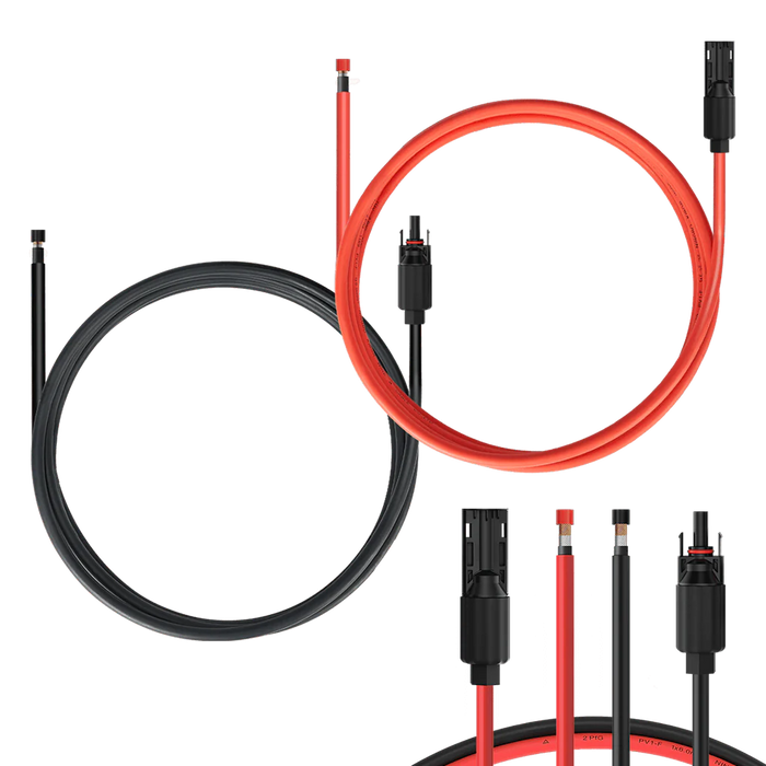 BougeRV Solar Extension Cable with Extra Free Connectors(xx FT Red+xx FT Black)