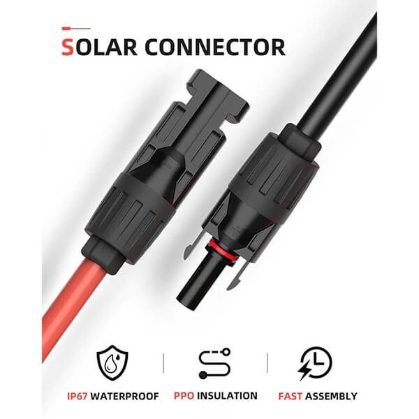 BougeRV Solar Extension Cable with Extra Free Connectors(xx FT Red+xx FT Black)