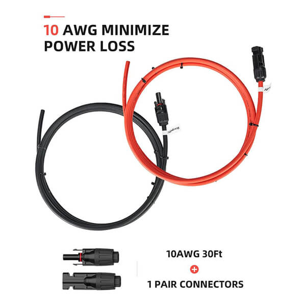 BougeRV Solar Extension Cable with Extra Free Connectors(xx FT Red+xx FT Black)