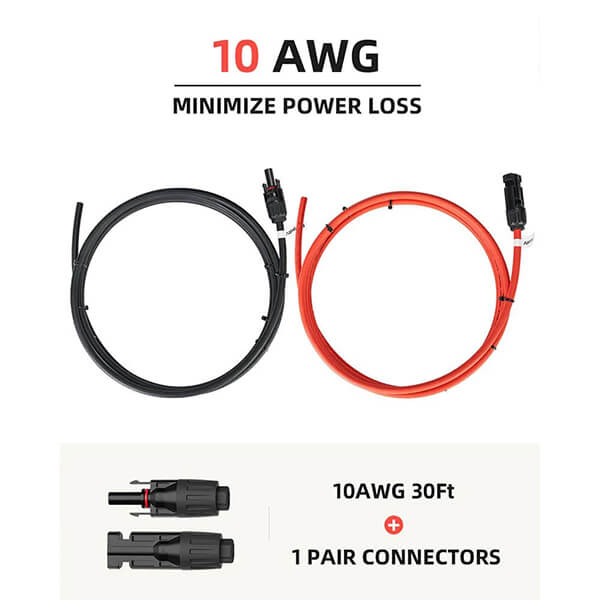 BougeRV Solar Extension Cable with Extra Free Connectors(xx FT Red+xx FT Black)