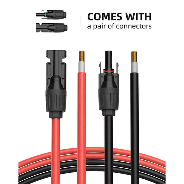 BougeRV Solar Extension Cable with Extra Free Connectors(xx FT Red+xx FT Black)