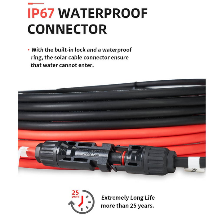 BougeRV Solar Extension Cable with Extra Free Connectors(xx FT Red+xx FT Black)