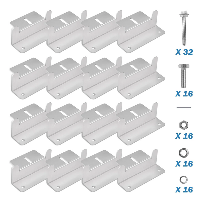 BougeRV Solar Panel Mounting Z Bracket Mount Kits （4 set 16 Units）