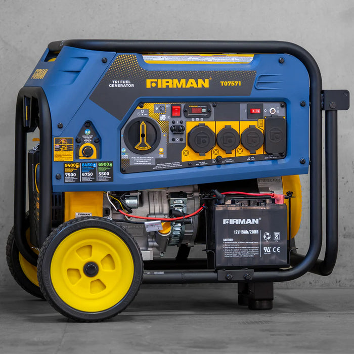 Firman Tri Fuel 7500W Portable Generator Electric Start 120/240V