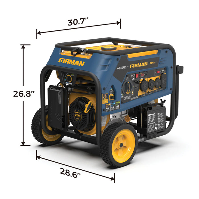 Firman Tri Fuel 7500W Portable Generator Electric Start 120/240V