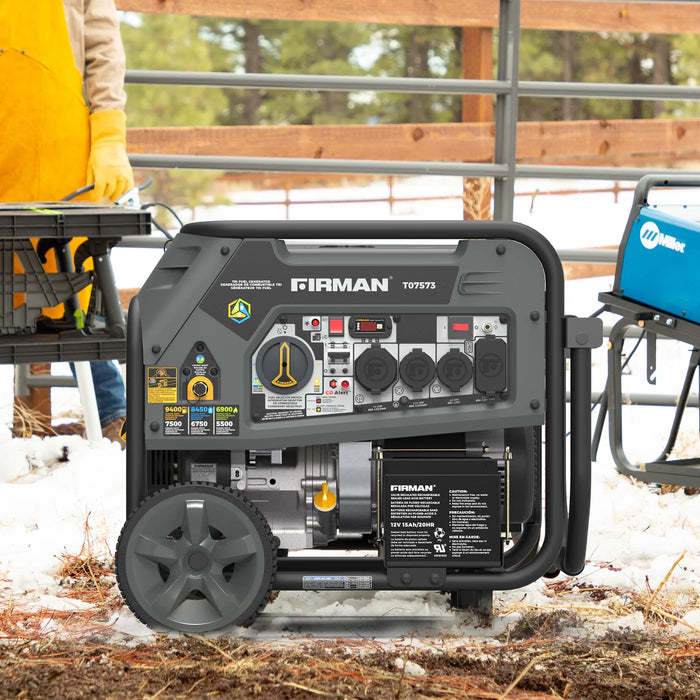 Firman Refurbished Tri Fuel Portable Generator 9400W Electric Start 120/240V with CO Alert