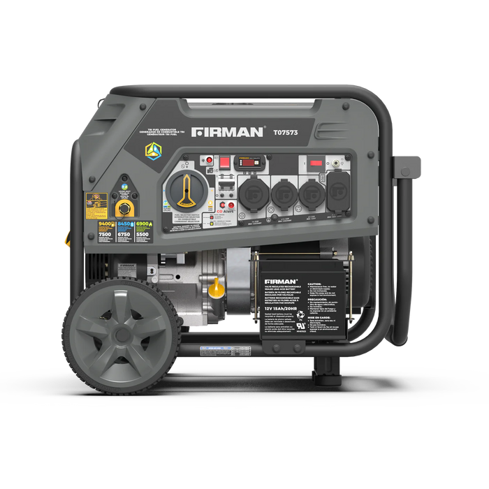 Firman Refurbished Tri Fuel Portable Generator 9400W Electric Start 120/240V with CO Alert