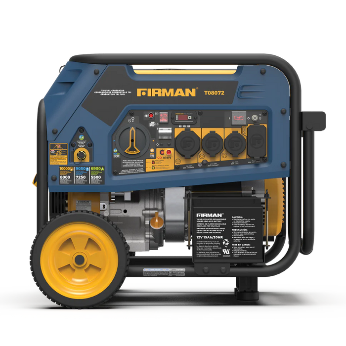 Firman Tri Fuel 8000W Portable Generator Electric Start 120/240V with CO ALERT