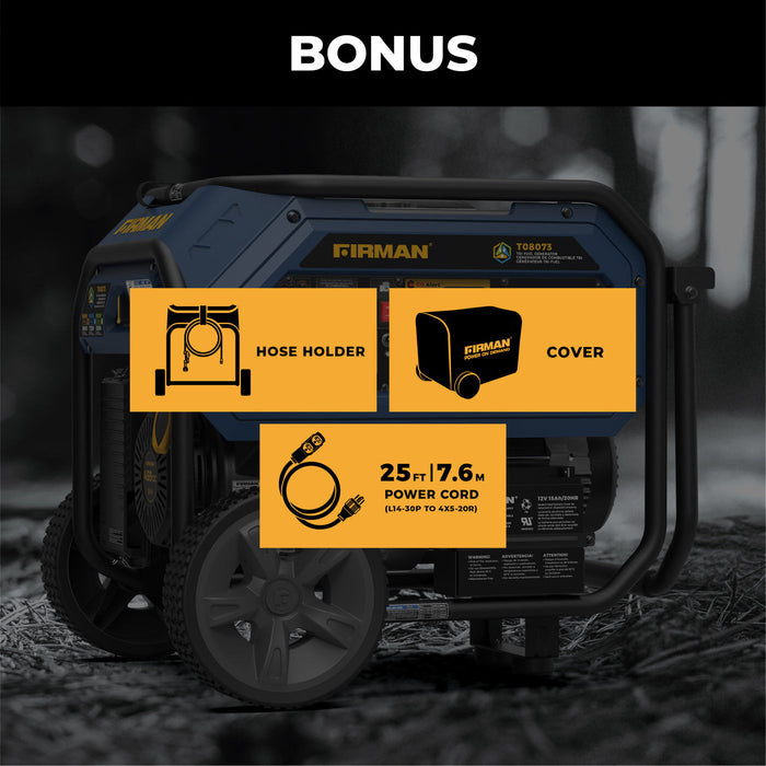 Firman Tri Fuel Portable Generator 10000/8000W Electric Start With CO Alert