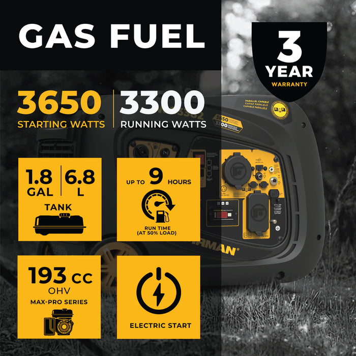 Firman Gas Inverter Portable Generator 3650W Electric Start