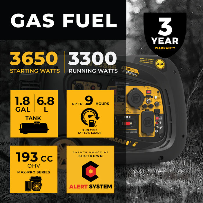 Firman Inverter Portable Generator 3650W Remote Start with CO ALERT