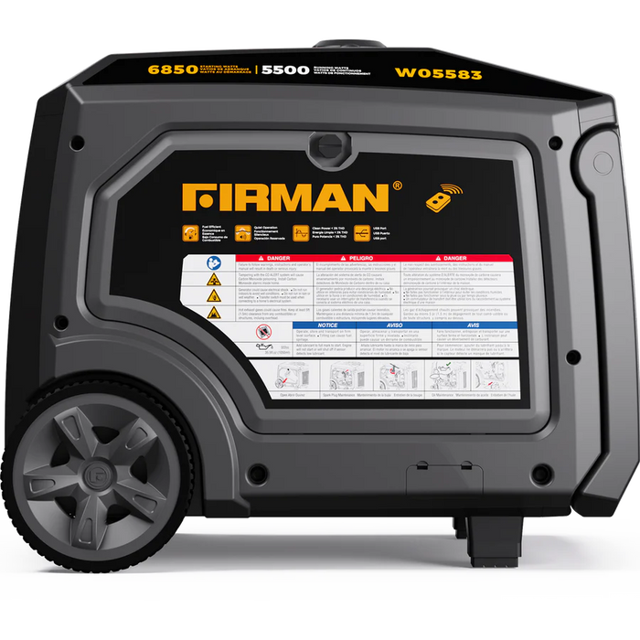 Firman Gas Inverter Portable Generator 6850/5500 Watt Remote Start 120/240V CO Alert