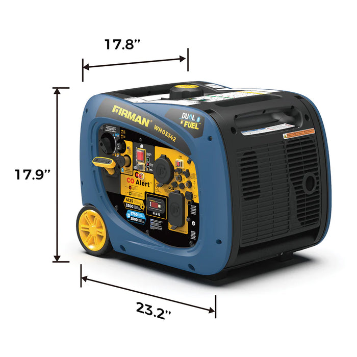 Firman Dual Fuel Inverter Portable Generator 4125W Electric Start with CO ALERT