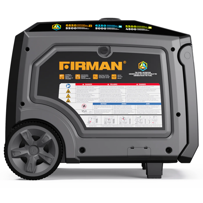 Firman Tri Fuel Inverter Portable Generator 6850W Electric Start With CO Alert